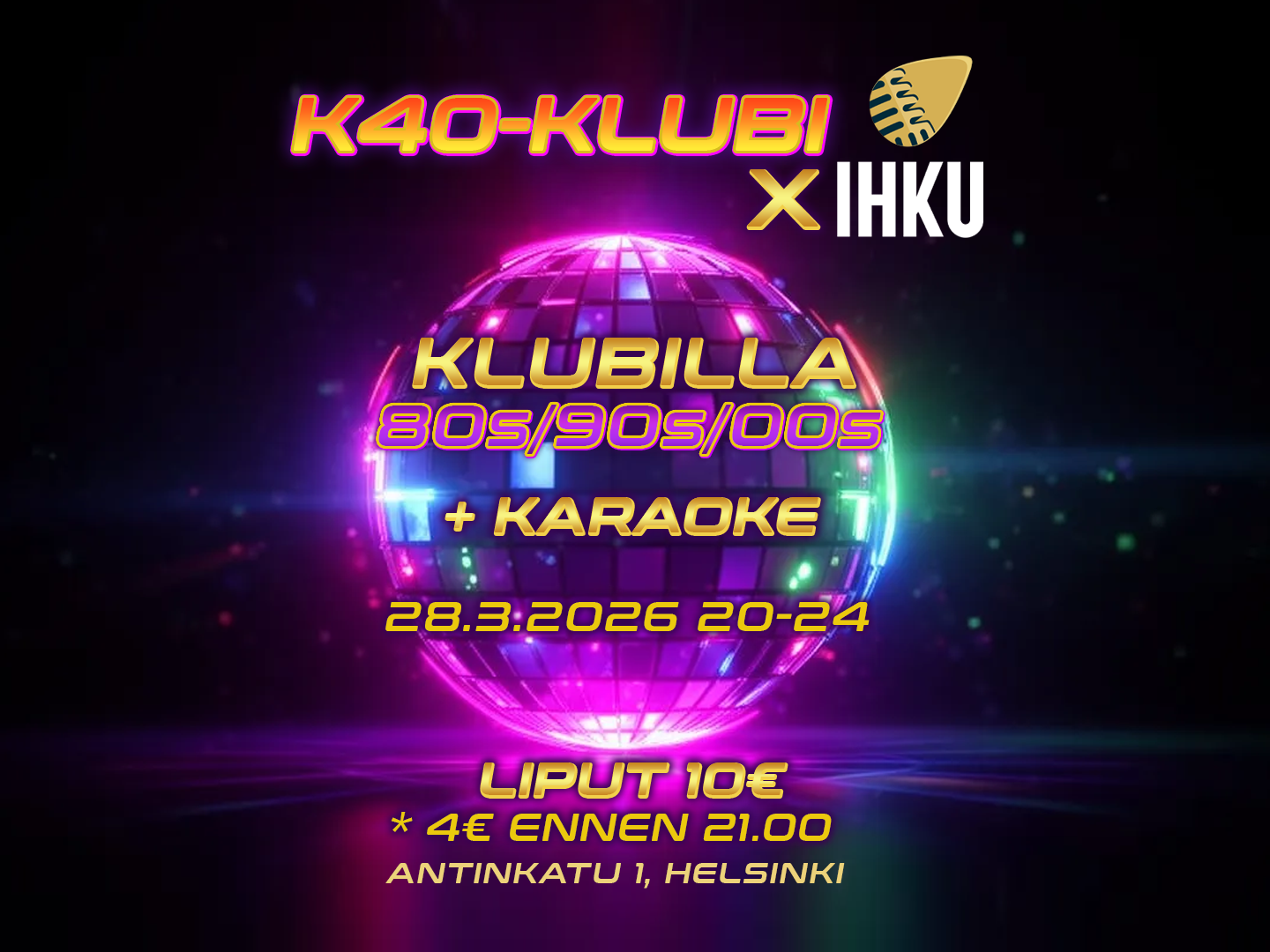 K40-klubi x IHKU Helsingissä 28.3.2026